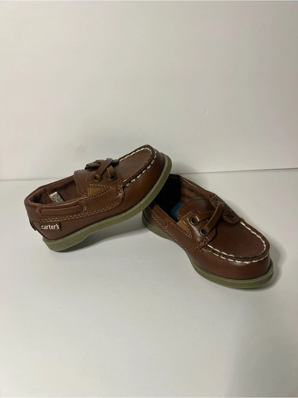 Carter's Brown Leather Kids Boat Moccasins